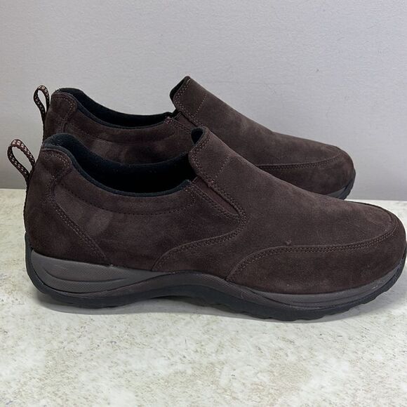 LL Bean Brown Comfort Mocs Brown Suede Slip On 14 Wide - Picture 4 of 8